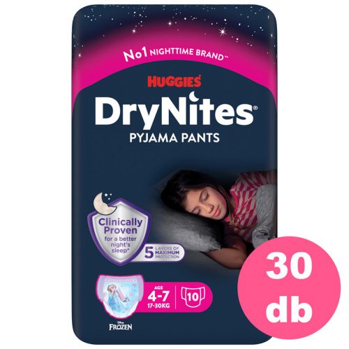 Huggies DryNites 4-7 éves lány, 3x10 db - HAVI pelenkacsomag