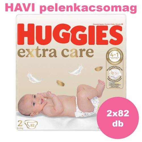 Huggies Extra Care 2-es pelenka 3-6 kg, 164 (2x82) db - HAVI pelenkacsomag