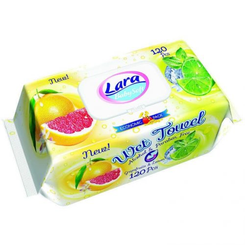 Lara Citrom és Grapefruit törlőkendő kupakos - 120 db