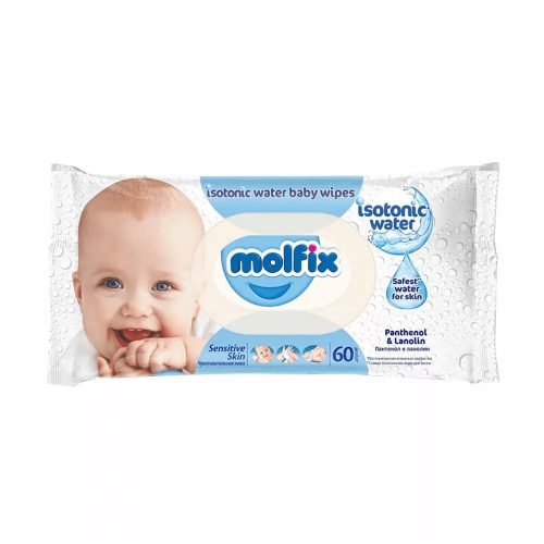 Molfix Sensitive illatmentes izotóniás törlőkendő kupakos - 60 db